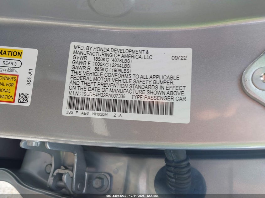 19UDE4H32PA007336 2023 ACURA INTEGRA photo no. 9