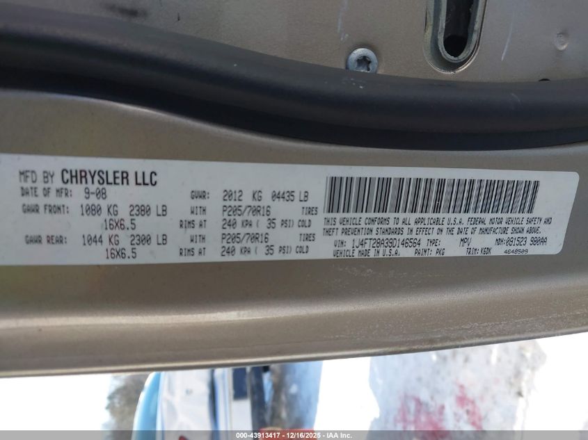 2009 Jeep Patriot Sport VIN: 1J4FT28A39D146564 Lot: 43913417