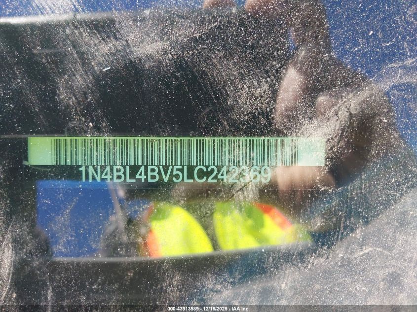 2020 Nissan Altima S Fwd VIN: 1N4BL4BV5LC242369 Lot: 43913589