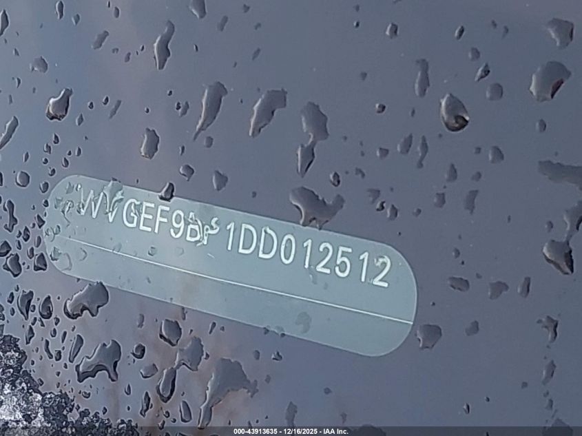 2013 Volkswagen Touareg Vr6 Sport VIN: WVGEF9BP1DD012512 Lot: 43913635