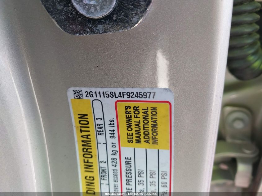 2015 Chevrolet Impala 1Lt VIN: 2G1115SL4F9245977 Lot: 43913681