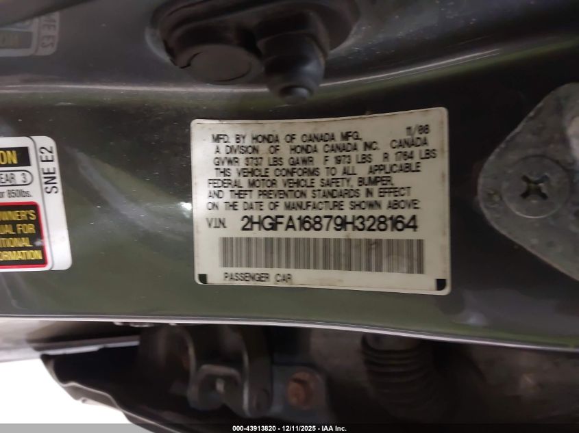 2009 Honda Civic Ex VIN: 2HGFA16879H328164 Lot: 43913820