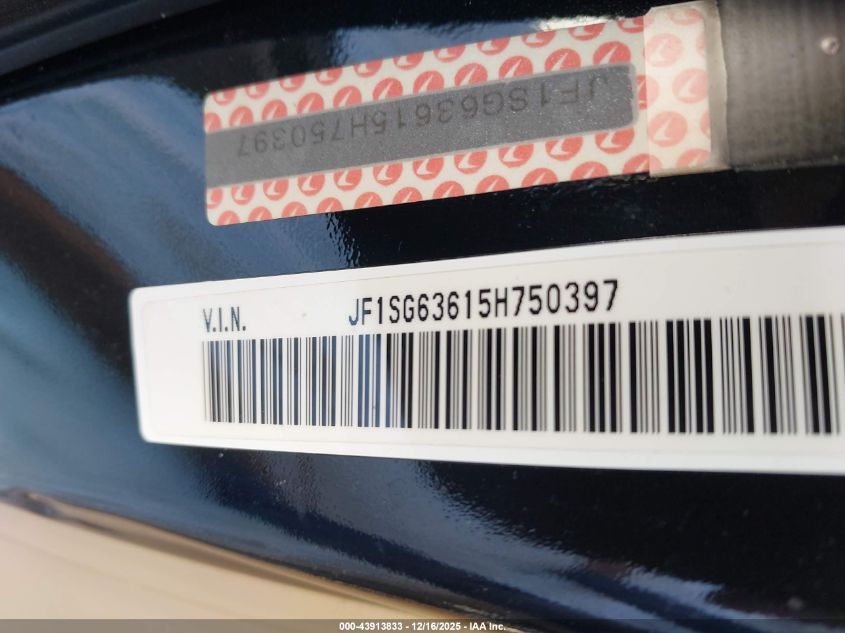 2005 Subaru Forester 2.5X VIN: JF1SG63615H750397 Lot: 43913833