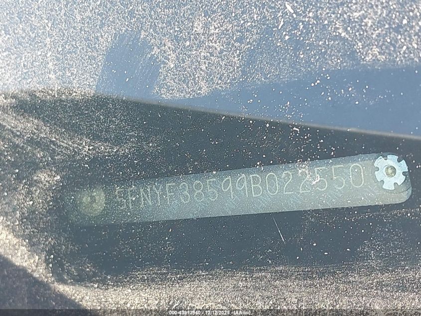 2009 Honda Pilot Ex-L VIN: 5FNYF38599B022550 Lot: 43913940