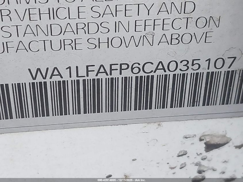 2012 Audi Q5 2.0T Premium VIN: WA1LFAFP6CA035107 Lot: 43914005