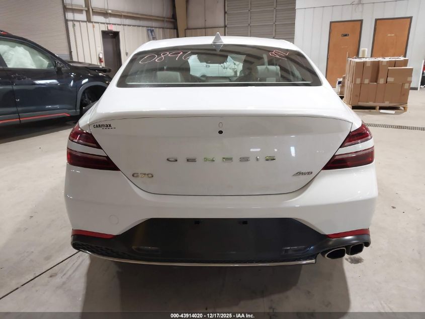 2023 Genesis G70 2.0T Awd VIN: KMTG34TA0PU123786 Lot: 43914020
