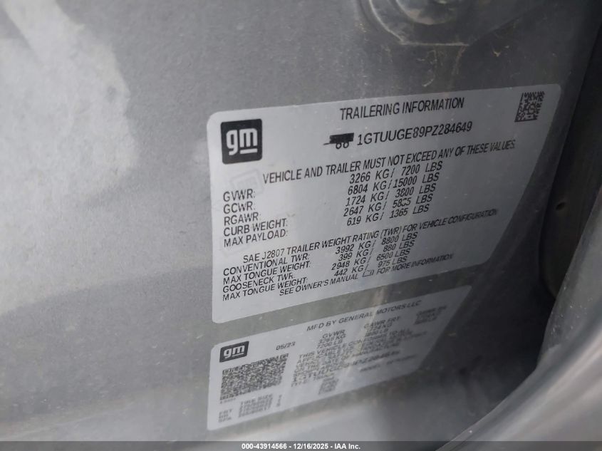 2023 GMC Sierra 1500 4Wd Short Box Denali VIN: 1GTUUGE89PZ284649 Lot: 43914566