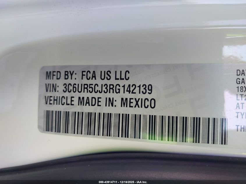 2024 Ram 2500 Tradesman 4X4 6'4 Box VIN: 3C6UR5CJ3RG142139 Lot: 43914711