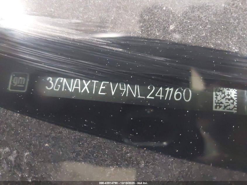 2022 Chevrolet Equinox Awd 2Fl VIN: 3GNAXTEV9NL241160 Lot: 43914790