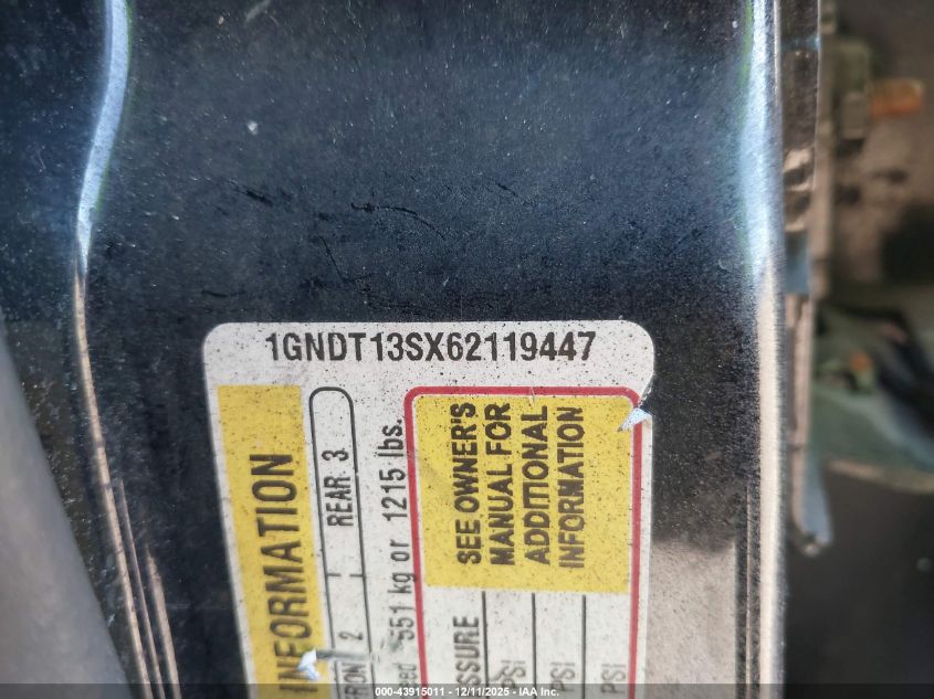 2006 Chevrolet Trailblazer Ls VIN: 1GNDT13SX62119447 Lot: 43915011