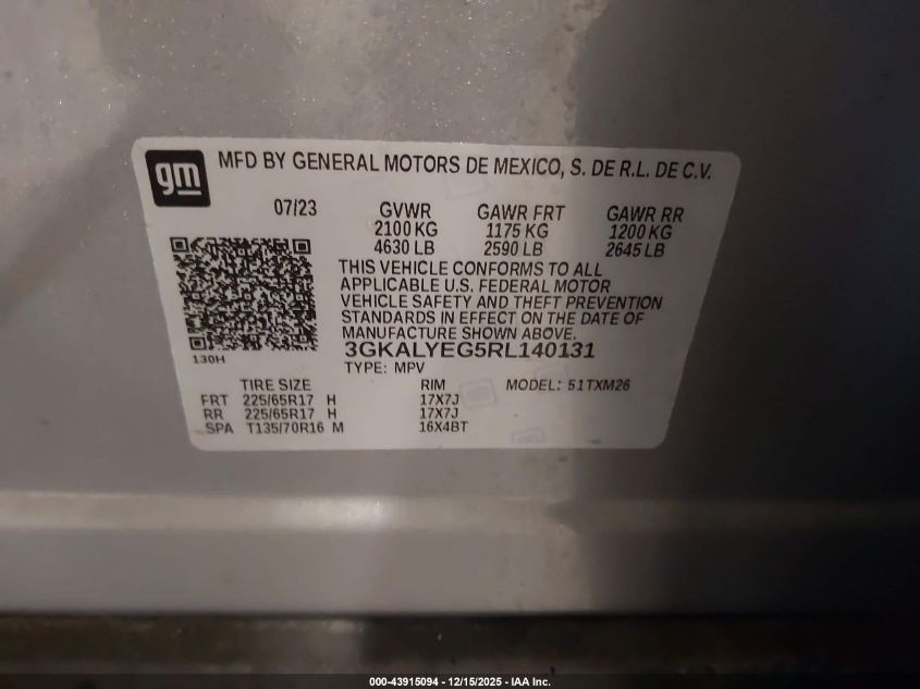 2024 GMC Terrain Awd At4 VIN: 3GKALYEG5RL140131 Lot: 43915094