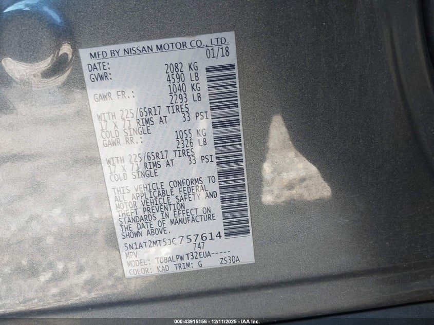 5N1AT2MT5JC757614 2018 NISSAN ROGUE photo no. 9