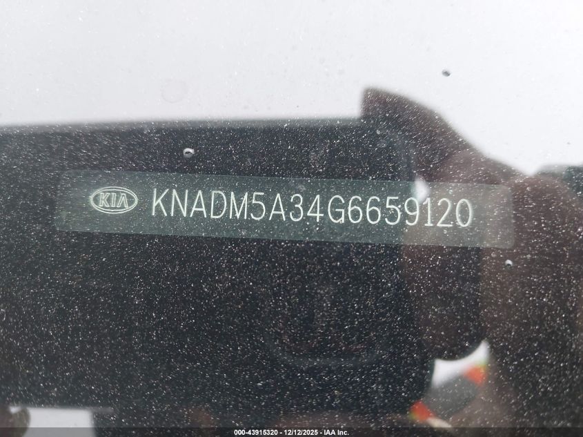 2016 Kia Rio Lx VIN: KNADM5A34G6659120 Lot: 43915320