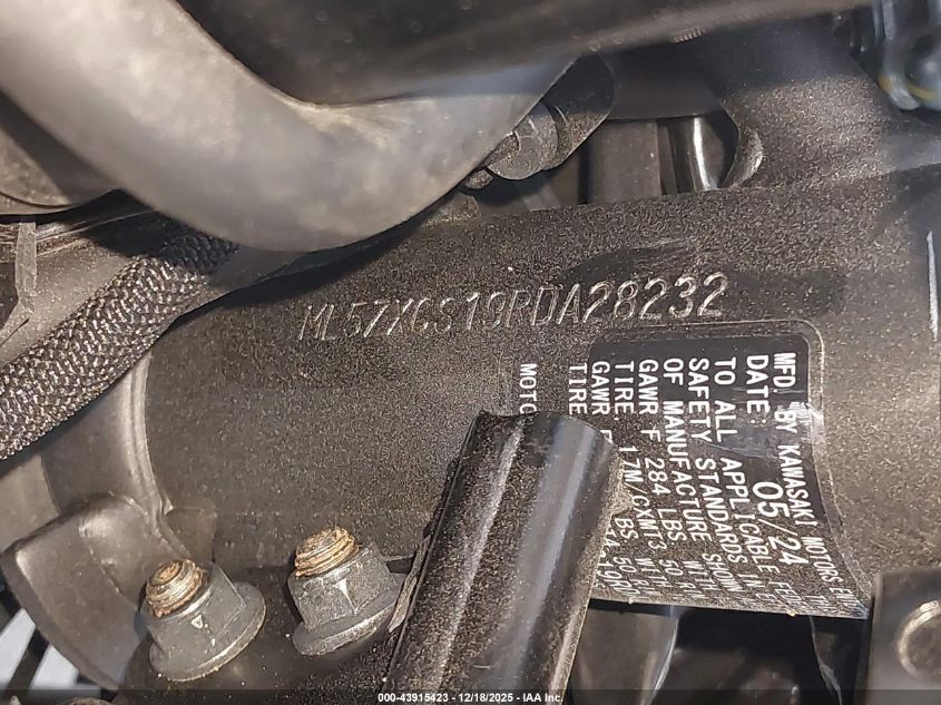 2024 Kawasaki Zx400 S VIN: ML5ZXCS19RDA28232 Lot: 43915423