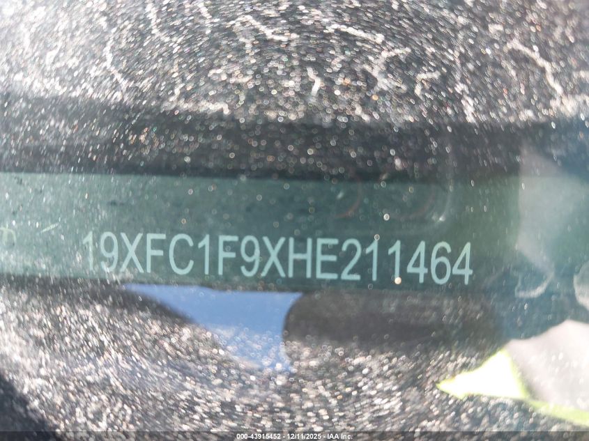 2017 Honda Civic Touring VIN: 19XFC1F9XHE211464 Lot: 43915452