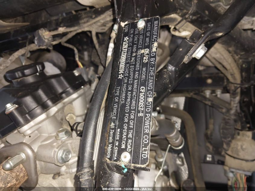 2022 Cf Moto Zforce VIN: LCELV1ZR9N6000394 Lot: 43915696