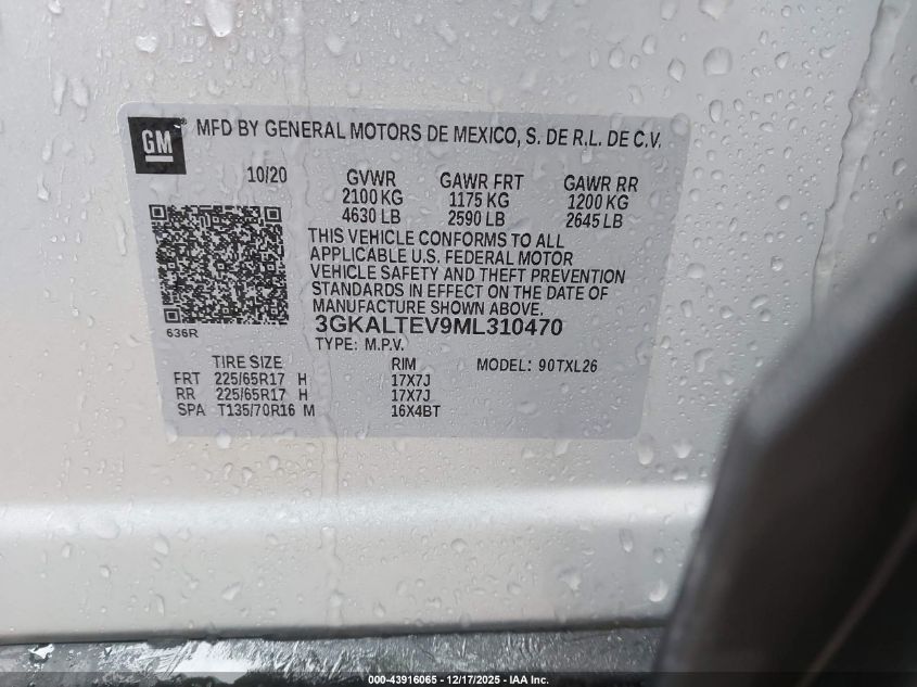 2021 GMC Terrain Awd Sle VIN: 3GKALTEV9ML310470 Lot: 43916065