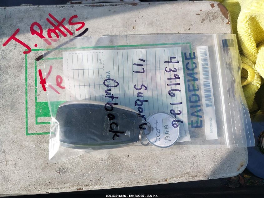 2017 Subaru Outback 2.5I Touring VIN: 4S4BSATC5H3371109 Lot: 43916126