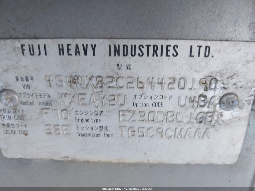 2006 Subaru B9 Tribeca Base 5-Passenger/Limited 5-Passenger VIN: 4S4WX82C264420190 Lot: 43916137