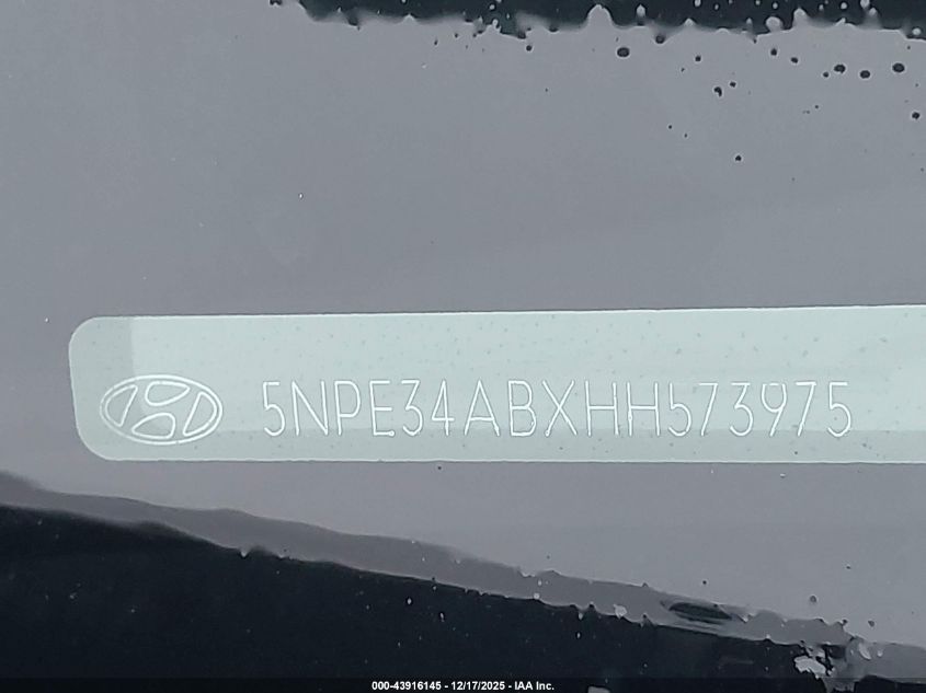 2017 Hyundai Sonata Sport 2.0T VIN: 5NPE34ABXHH573975 Lot: 43916145