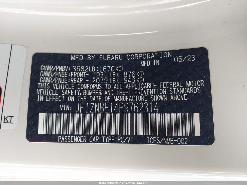 2023 Toyota Gr86 Premium VIN: JF1ZNBE14P9762314 Lot: 43916169