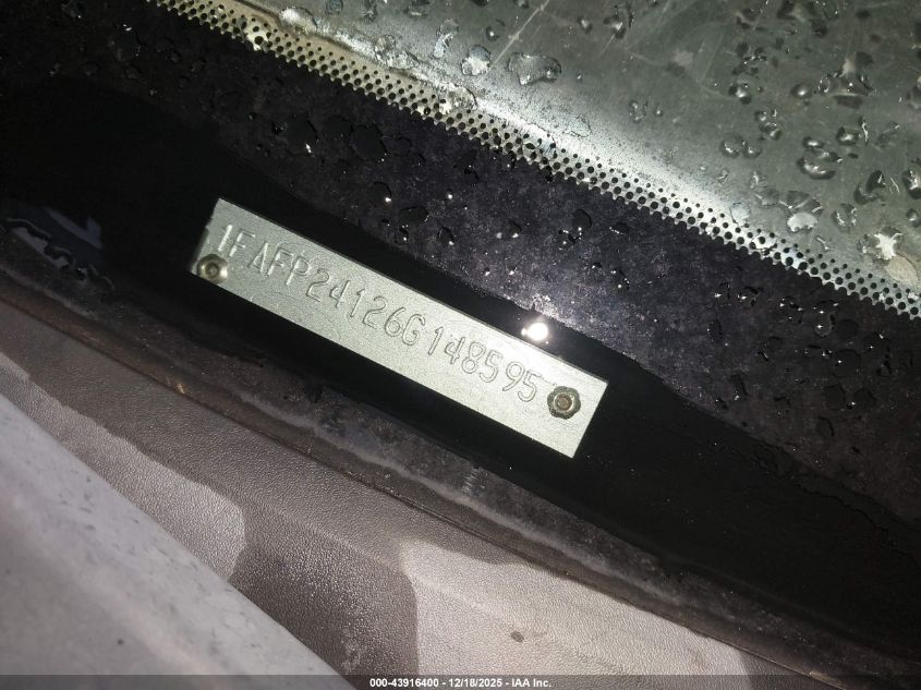 2006 Ford Five Hundred Sel VIN: 1FAFP24126G148595 Lot: 43916400