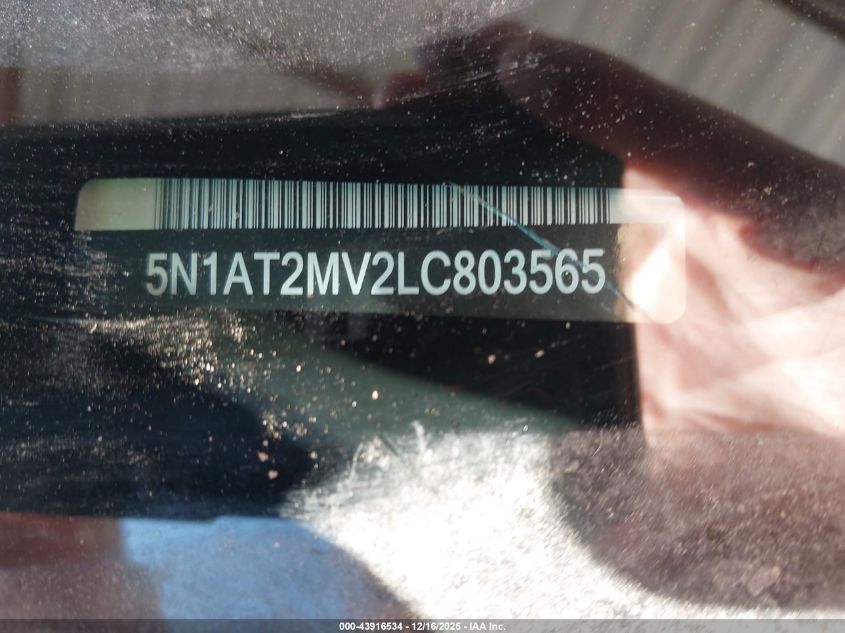 2020 Nissan Rogue Sl Intelligent Awd VIN: 5N1AT2MV2LC803565 Lot: 43916534