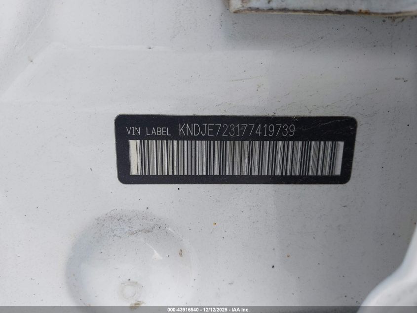 2007 Kia Sportage Lx V6 VIN: KNDJE723177419739 Lot: 43916540