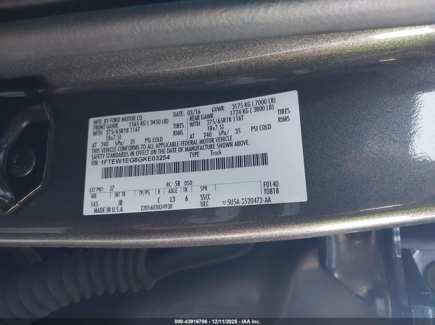 1FTEW1EG8GKE03254 2016 FORD F-150 photo no. 9