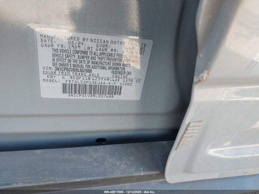 2024 Nissan Kicks Sv Xtronic Cvt VIN: 3N1CP5CV8RL557688 Lot: 43917050