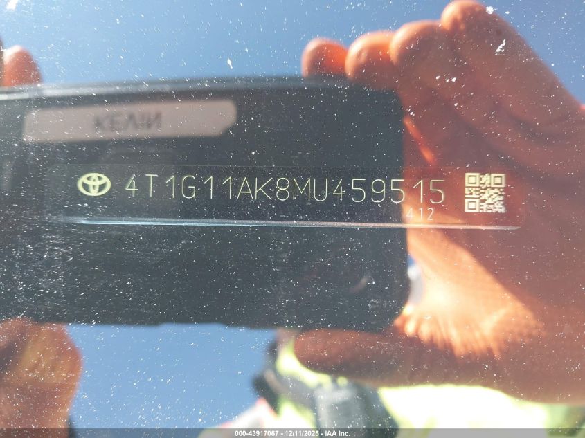 2021 Toyota Camry Se VIN: 4T1G11AK8MU459515 Lot: 43917067