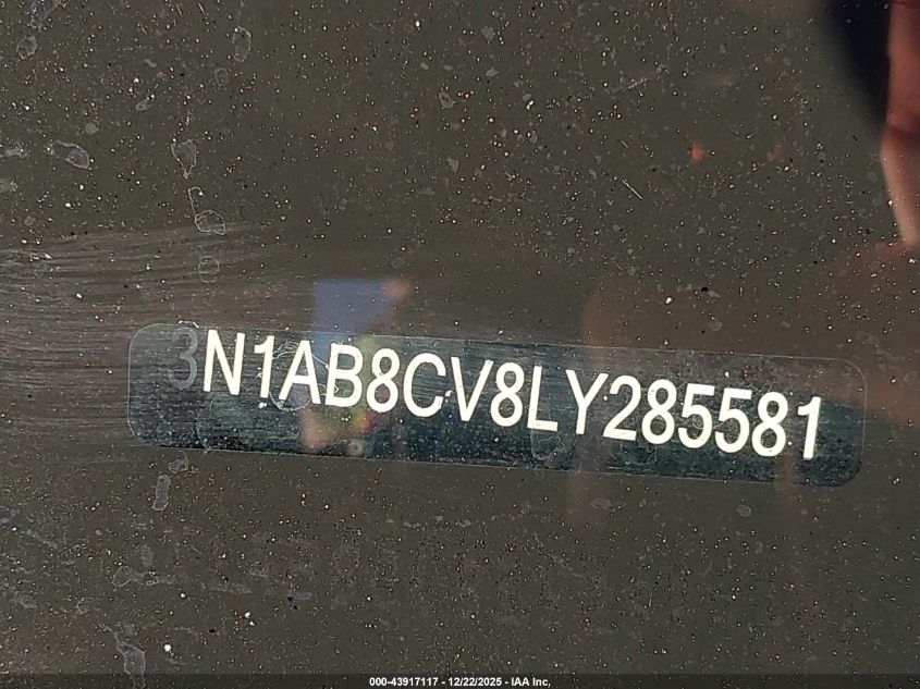 2020 Nissan Sentra Sv Xtronic Cvt VIN: 3N1AB8CV8LY285581 Lot: 43917117