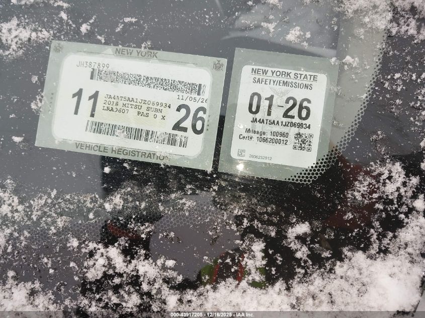 2018 Mitsubishi Eclipse Cross Se/Sel VIN: JA4AT5AA1JZ069934 Lot: 43917205