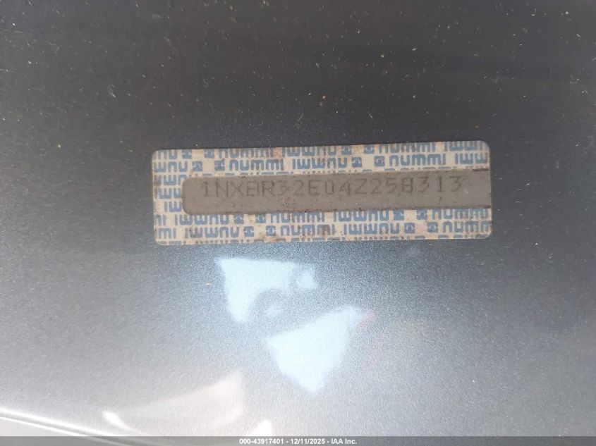 2004 Toyota Corolla Le VIN: 1NXBR32E04Z258313 Lot: 43917401