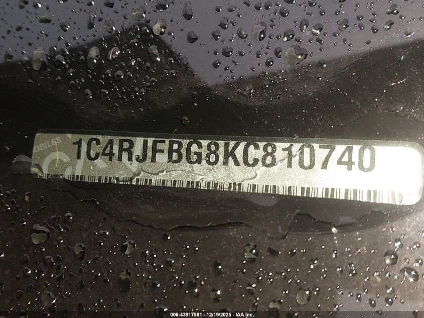 2019 Jeep Grand Cherokee Limited 4X4 VIN: 1C4RJFBG8KC810740 Lot: 43917581