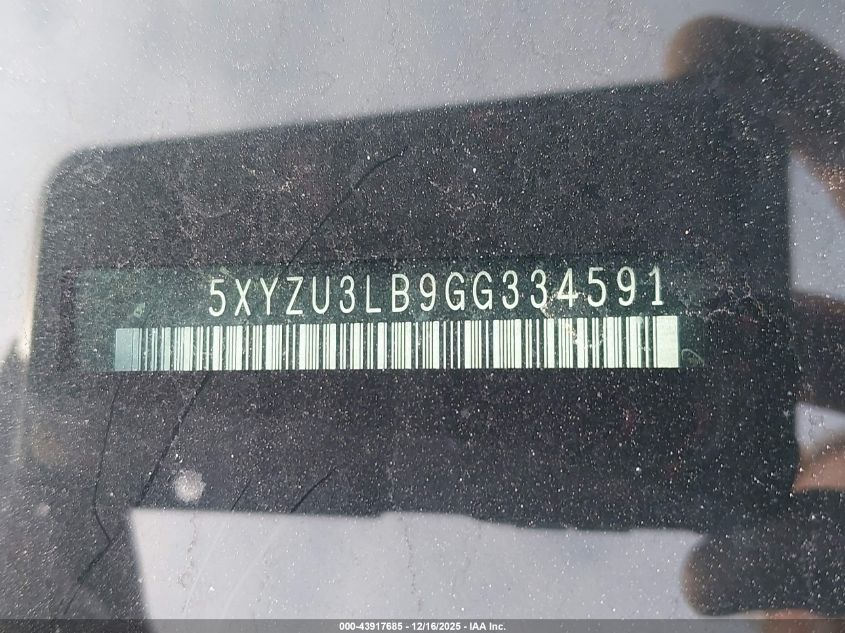 2016 Hyundai Santa Fe Sport 2.4L VIN: 5XYZU3LB9GG334591 Lot: 43917685