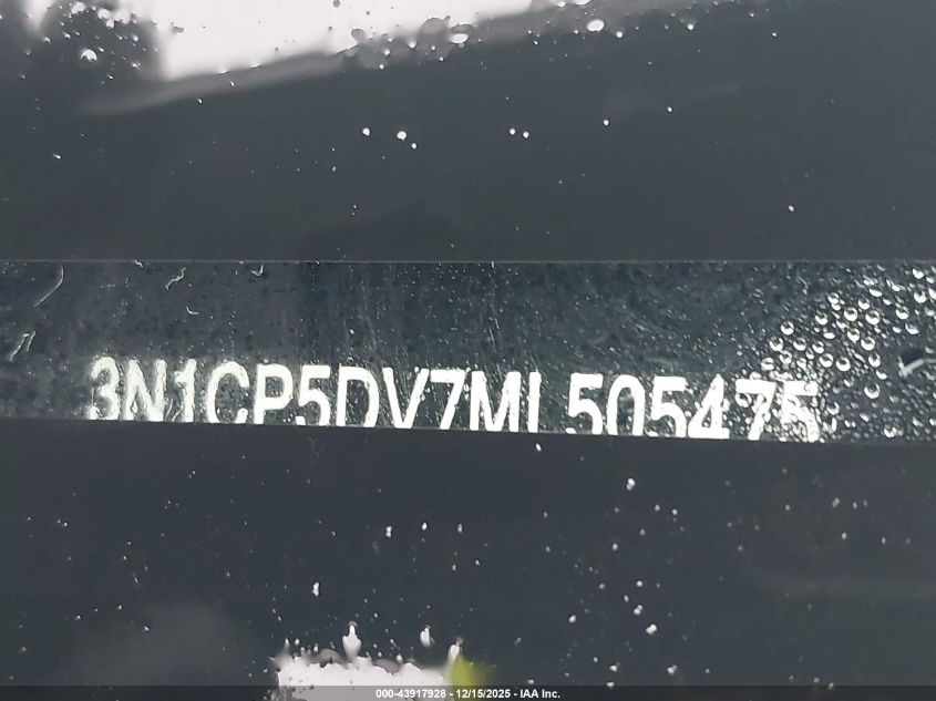 2021 Nissan Kicks Sr Xtronic Cvt VIN: 3N1CP5DV7ML505475 Lot: 43917928