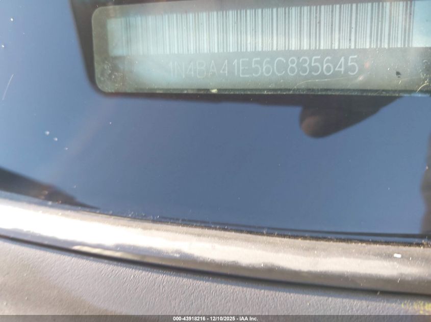 2006 Nissan Maxima 3.5 Sl VIN: 1N4BA41E56C835645 Lot: 43918216