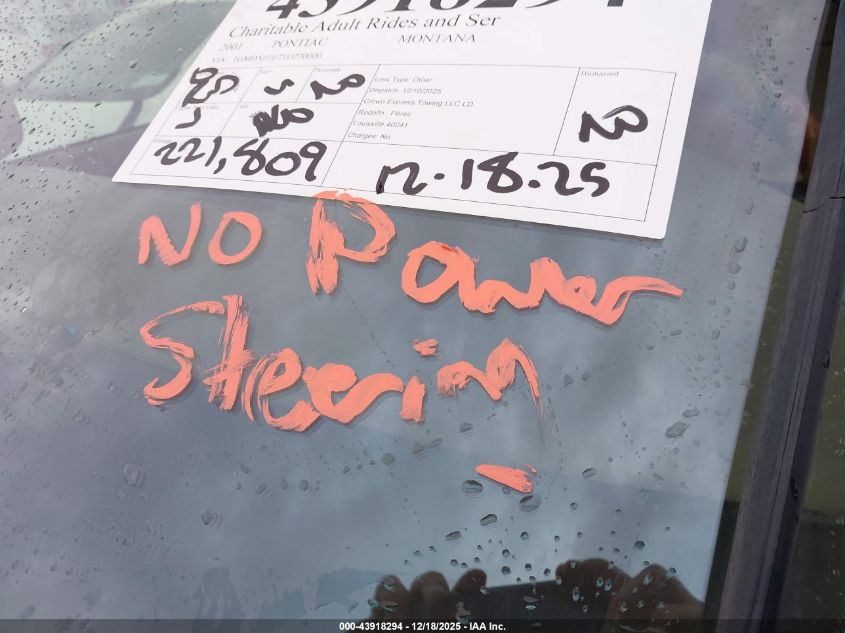 2001 Pontiac Montana M16 W/1Sc Pkg. VIN: 1GMDX03E71D270000 Lot: 43918294