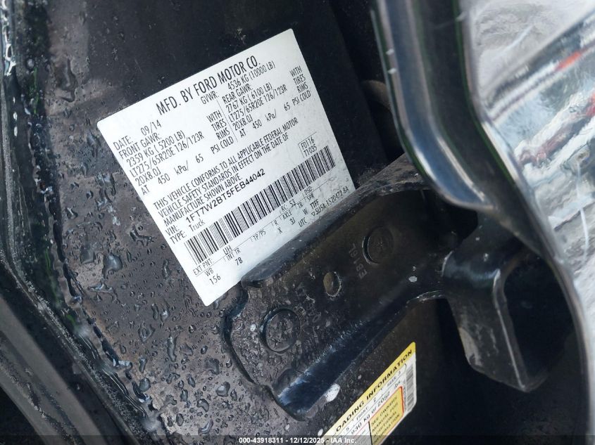 2015 Ford F-250 Lariat VIN: 1FT7W2BT5FEB44042 Lot: 43918311