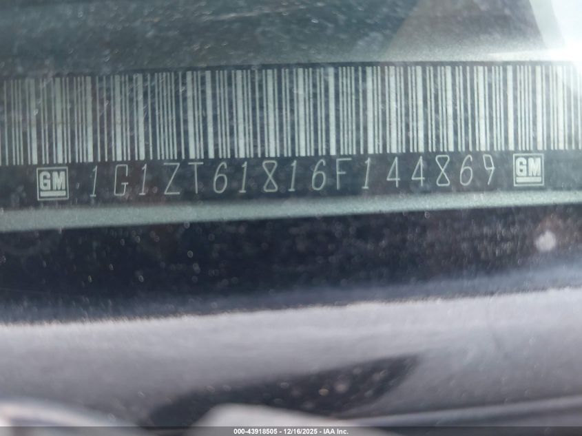 2006 Chevrolet Malibu Maxx Lt VIN: 1G1ZT61816F144869 Lot: 43918505