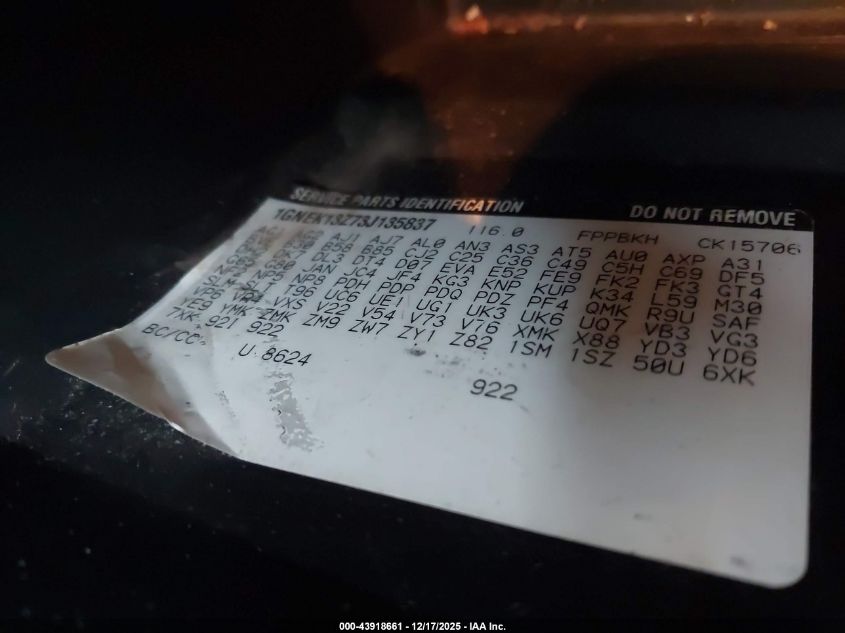 2003 Chevrolet Tahoe Lt VIN: 1GNEK13Z73J135837 Lot: 43918661