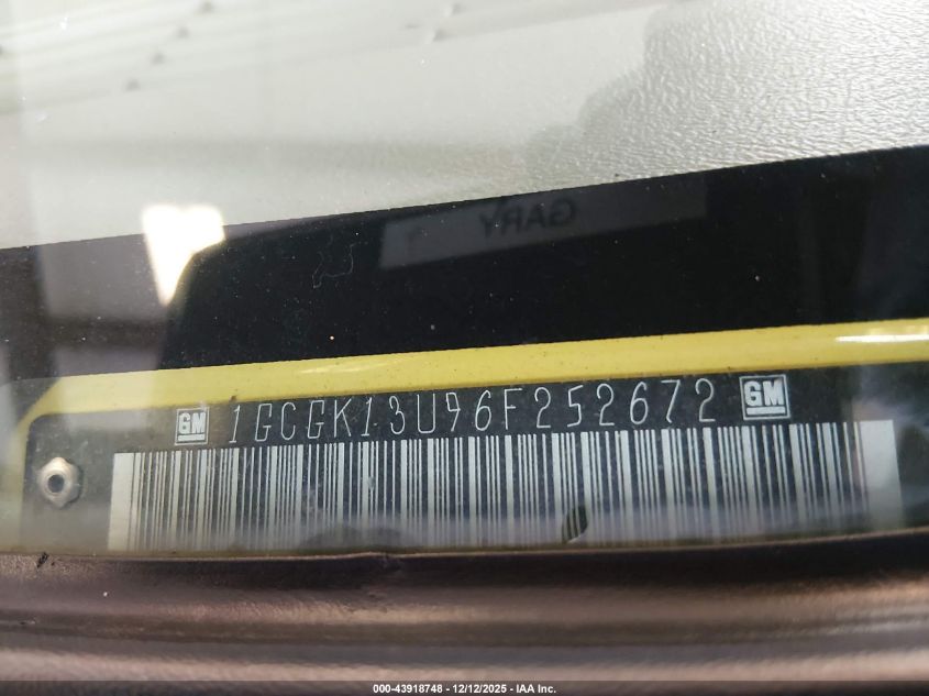 2006 Chevrolet Silverado 1500Hd Lt1 VIN: 1GCGK13U96F252672 Lot: 43918748