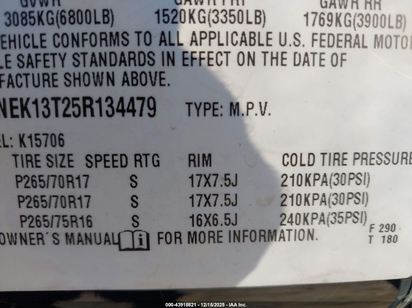 2005 Chevrolet Tahoe Z71 VIN: 1GNEK13T25R134479 Lot: 43918821