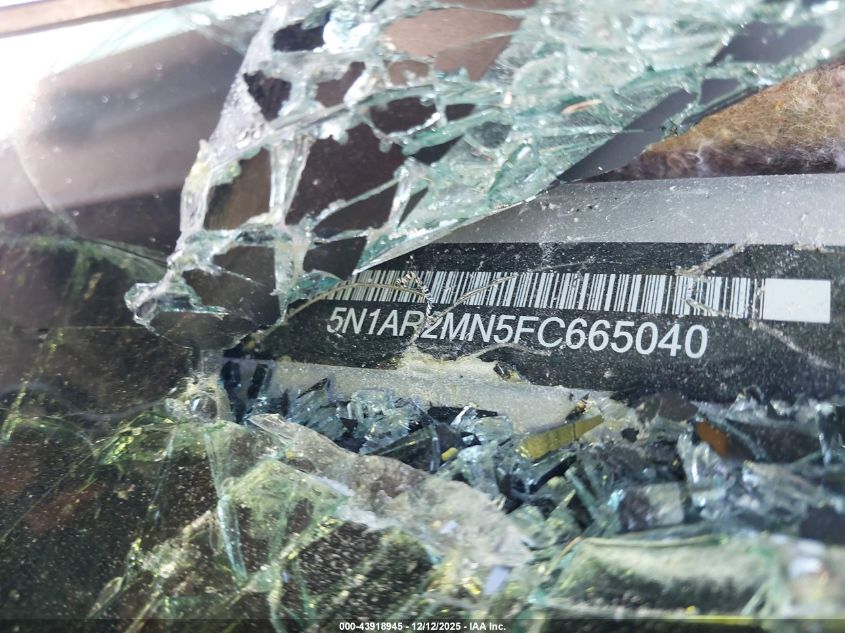 2015 Nissan Pathfinder Sl VIN: 5N1AR2MN5FC665040 Lot: 43918945