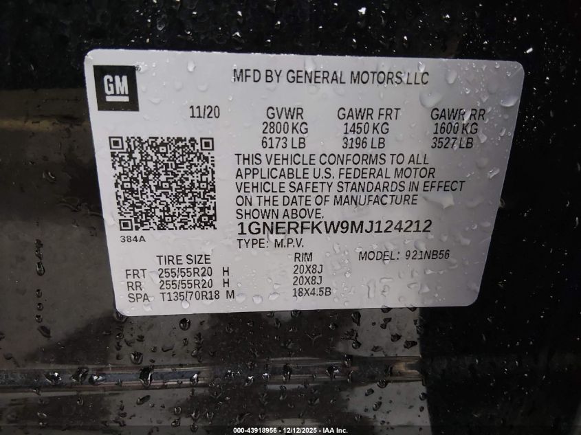 2021 Chevrolet Traverse Fwd Ls VIN: 1GNERFKW9MJ124212 Lot: 43918956