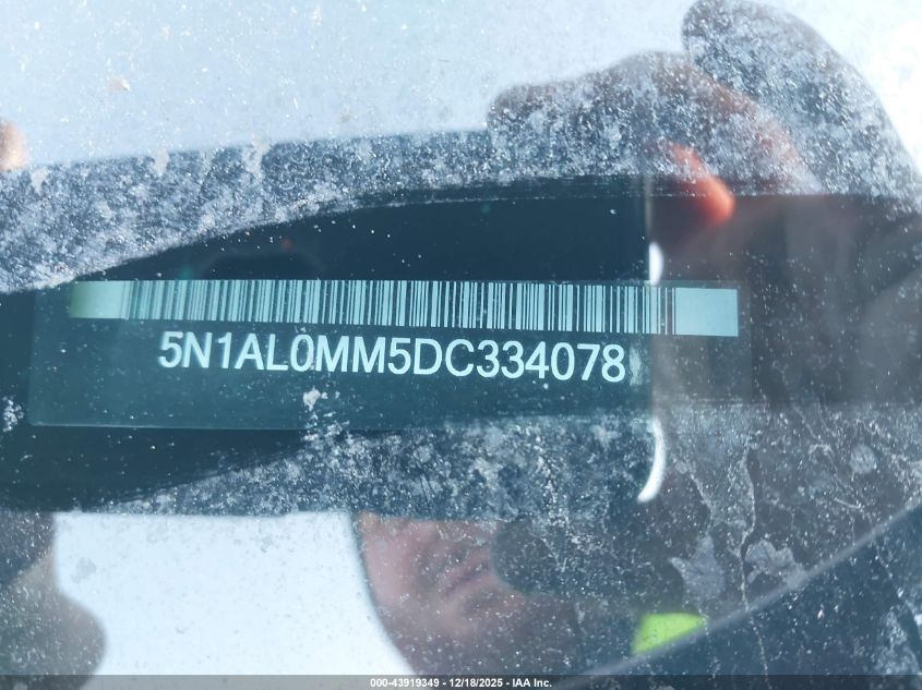 2013 Infiniti Jx35 VIN: 5N1AL0MM5DC334078 Lot: 43919349