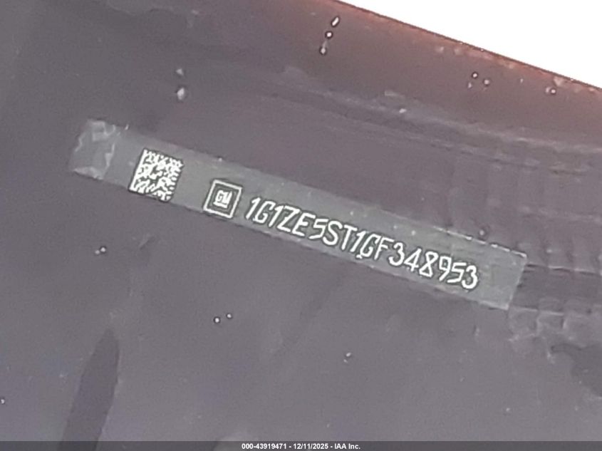 2016 Chevrolet Malibu 1Lt VIN: 1G1ZE5ST1GF348953 Lot: 43919471