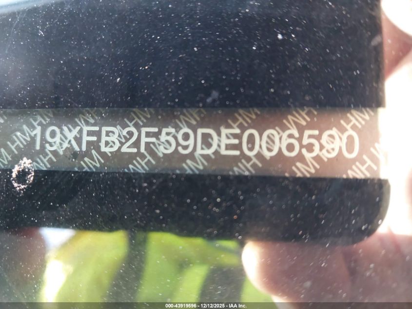 2013 Honda Civic Lx VIN: 19XFB2F59DE006590 Lot: 43919596
