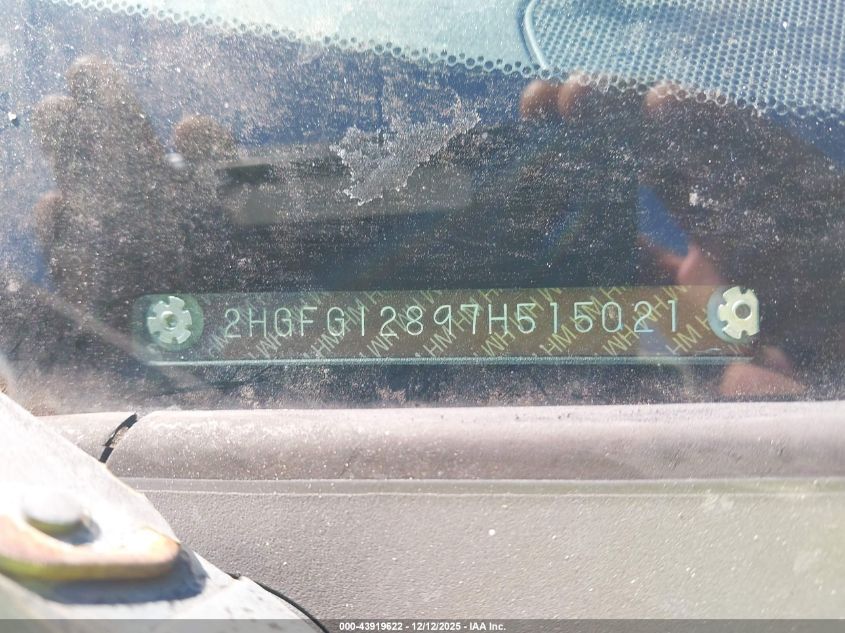 2007 Honda Civic Ex VIN: 2HGFG12897H515021 Lot: 43919622